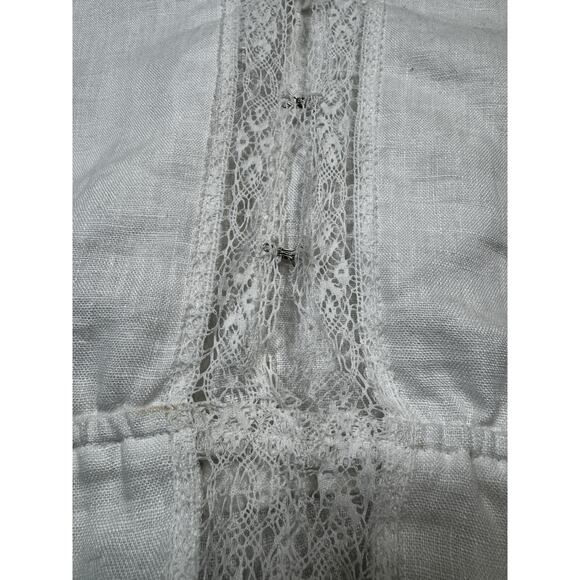 Reformation Linen Lace Blouse SZ M Romantic Victorian Top Ivory Heritage Knit St - Picture 4 of 10